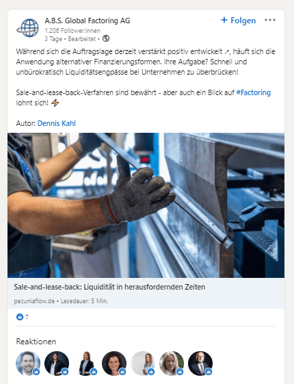 Pecunia Flow Unternehmensberatung Dennis Kahl Münster In eigener Sache Blogbeitrag von Pecunia Flow ® findet Zuspruch LinkedIn