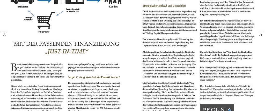 Pecunia Flow Unternehmensberatung Dennis Kahl Münster Fachartikel Finetrader 3-16 Presse
